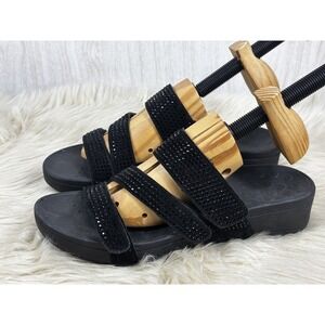 Vionic Pacific Alexis Sandals Womens 11 Black Suede Rhinestone Comfort